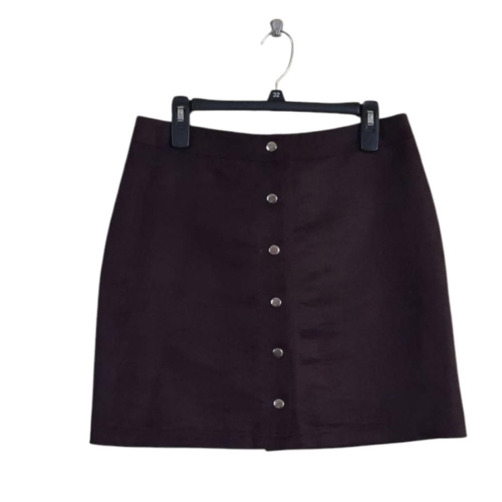 Chocolate Brown Faux Suede The Limited Button Down Skirt